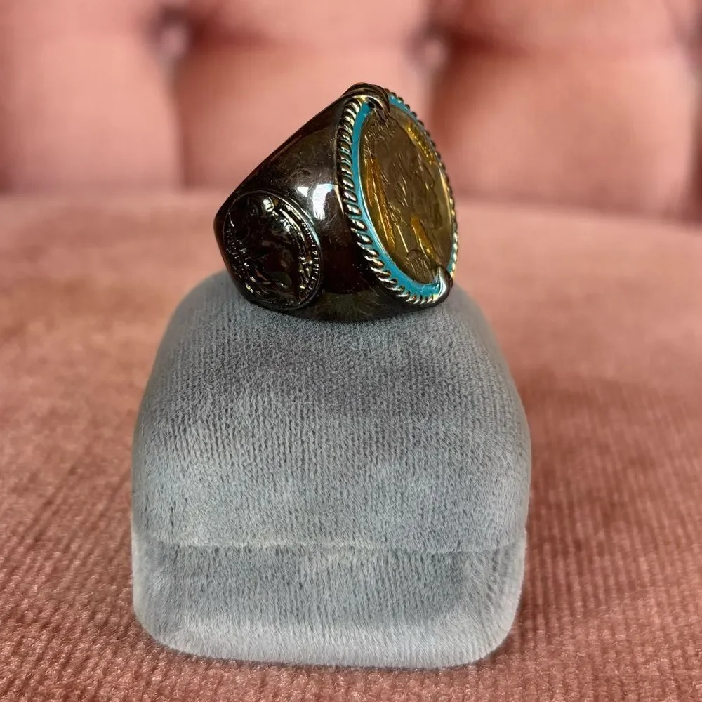 Bradford Exchange Indian Head Nickel Ring 925 Sterling Silver Size 9